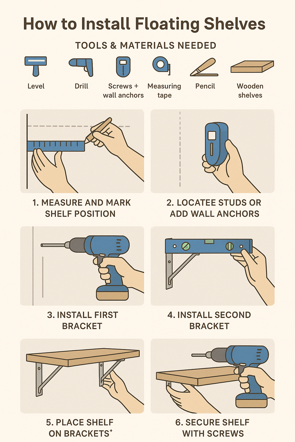 floating shelves install steps